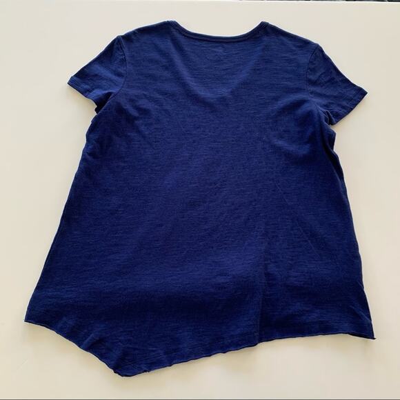 Westbound | Navy Blue Asymmetrical Lace Trim Short Sleeve T-Shirt Medium Petites - Picture 6 of 7